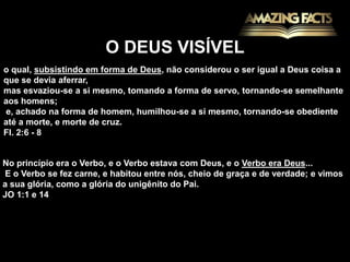 Ninguém nunca viu o paiNinguém jamais viu a Deus. O Deus unigênito, que está no seio do Pai, esse o deu a conhecer.João 1:18Não que alguém tenha visto o Pai, senão aquele que é vindo de Deus; só ele tem visto o Pai.João 6:46
