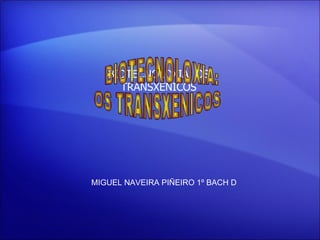 MIGUEL NAVEIRA PIÑEIRO 1º BACH D BIOTECNÓLOXIA: OS TRANSXÉNICOS BIOTECNOLOXIA:  OS TRANSXENICOS 