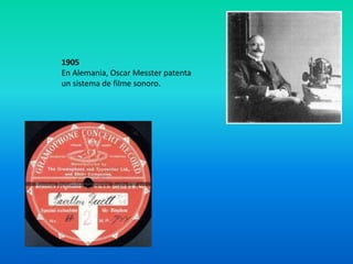 1905
En Alemania, Oscar Messter patenta
un sistema de filme sonoro.
 