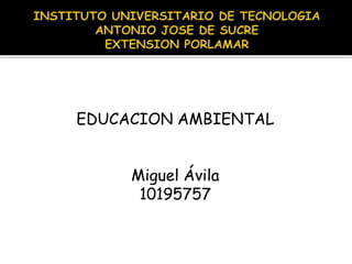 EDUCACION AMBIENTAL
Miguel Ávila
10195757
 