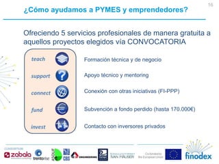 16
¿Cómo ayudamos a PYMES y emprendedores?
Ofreciendo 5 servicios profesionales de manera gratuita a
aquellos proyectos el...