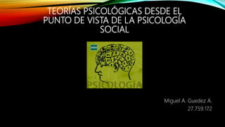 TEORÍAS PSICOLÓGICAS DESDE EL
PUNTO DE VISTA DE LA PSICOLOGÍA
SOCIAL
Miguel A. Guedez A.
27.759.172
 
