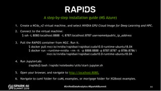 11#UnifiedDataAnalytics #SparkAISummit
A step-by-step installation guide (MS Azure)
1. Create a NC6s_v2 virtual machine, a...
