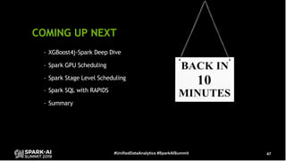47#UnifiedDataAnalytics #SparkAISummit
COMING UP NEXT
– XGBoost4j-Spark Deep Dive
– Spark GPU Scheduling
– Spark Stage Lev...