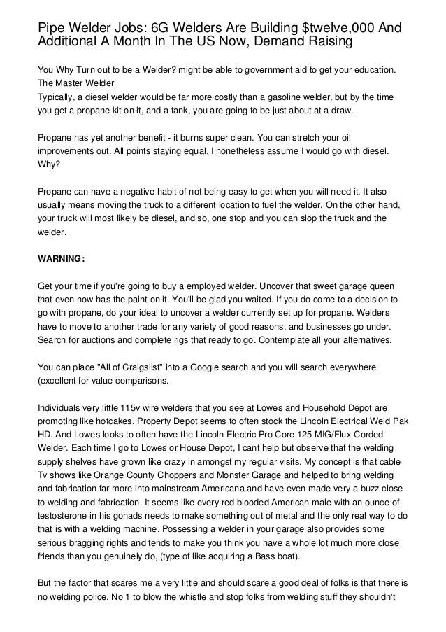 Pipe Welder Jobs 6G Welders Are Building twelve,000 And Additional A