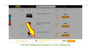 Pop-Up с победителем обзора. + 8-12% к продажам
 