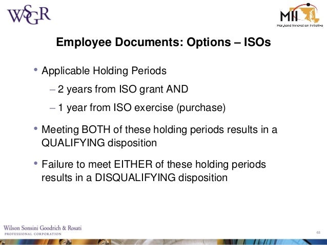 Iso stock options disqualifying disposition