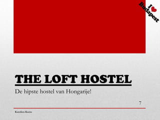 THE LOFT HOSTEL
De hipste hostel van Hongarije!
                                  7
Karolien Kums
 