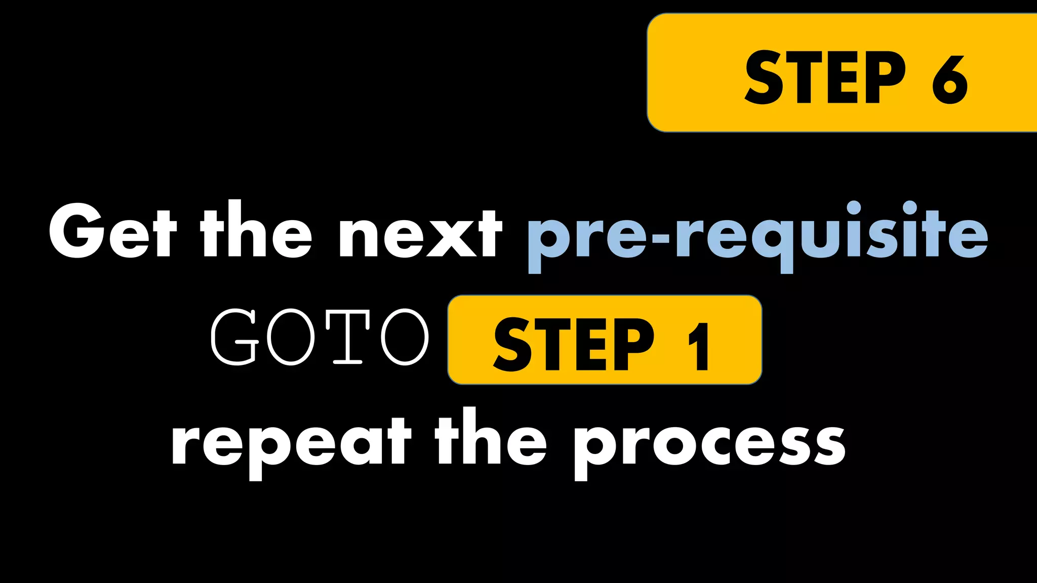 STEP 6
Get the next pre-requisite
GOTO STEP 1
repeat the process

 