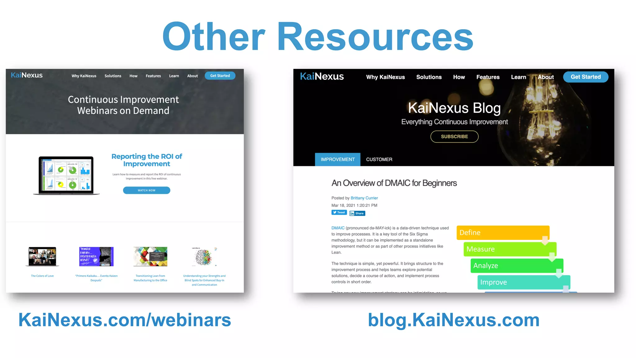 Other Resources
blog.KaiNexus.com
KaiNexus.com/webinars
 