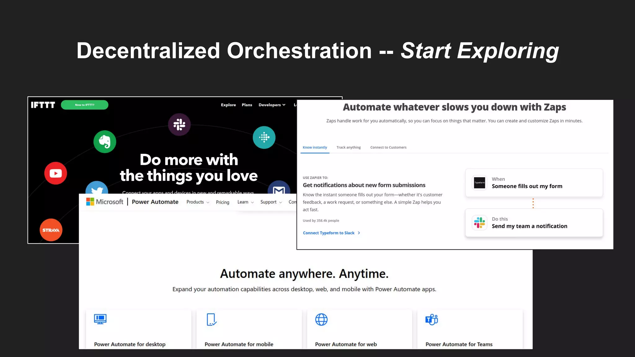 Decentralized Orchestration -- Start Exploring
 