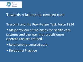 Relational Task Force Conclusions Mike Nolan: how relationship-centred care can improve patient outcomes ...