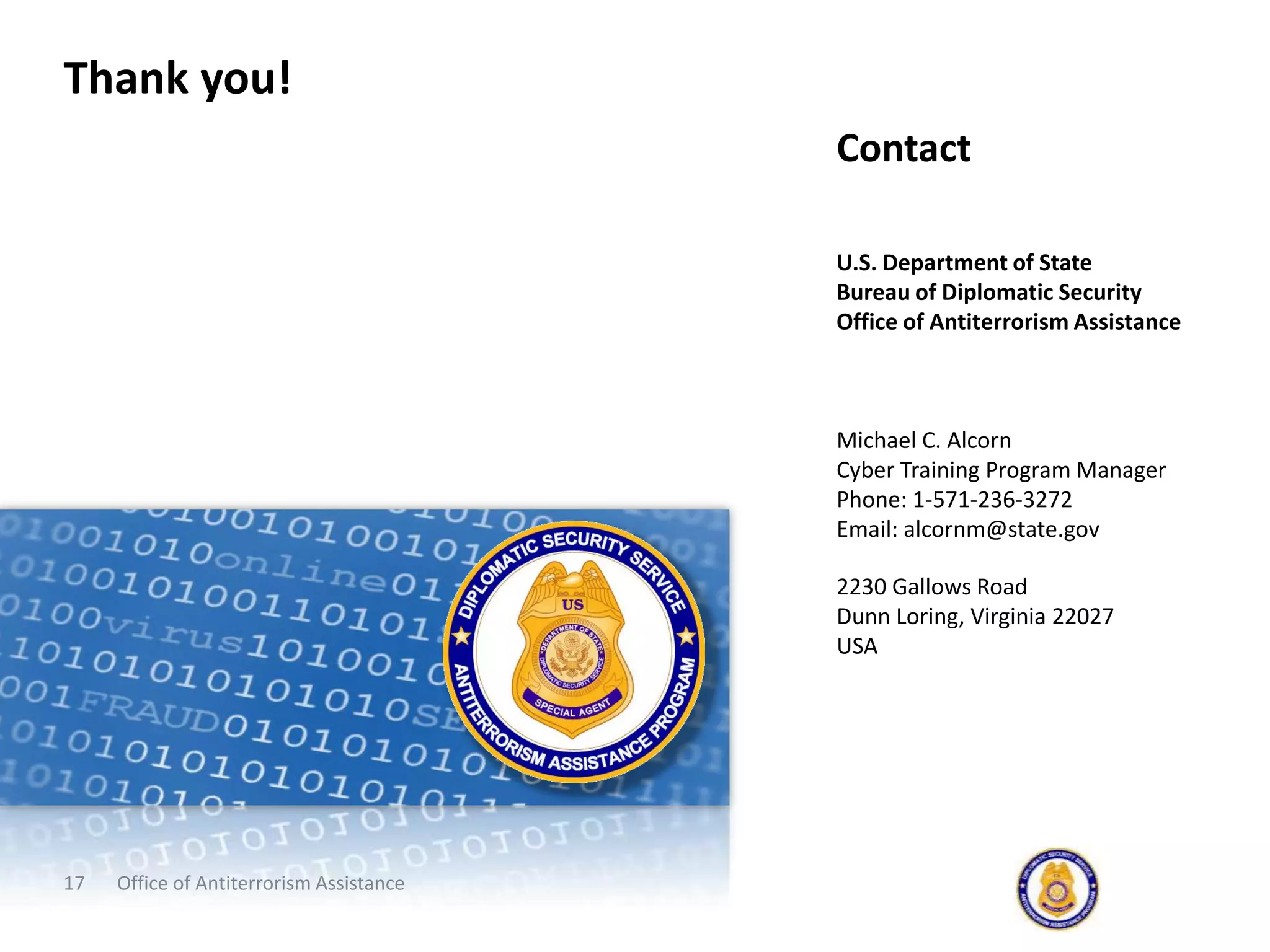 Office of Antiterrorism Assistance12