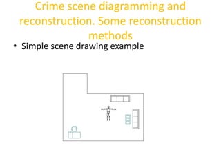Crime scene diagramming and 
reconstruction. Some reconstruction 
methods 
• Simple scene drawing example 
 