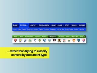 …rather than trying to classify
  content by document type.
 