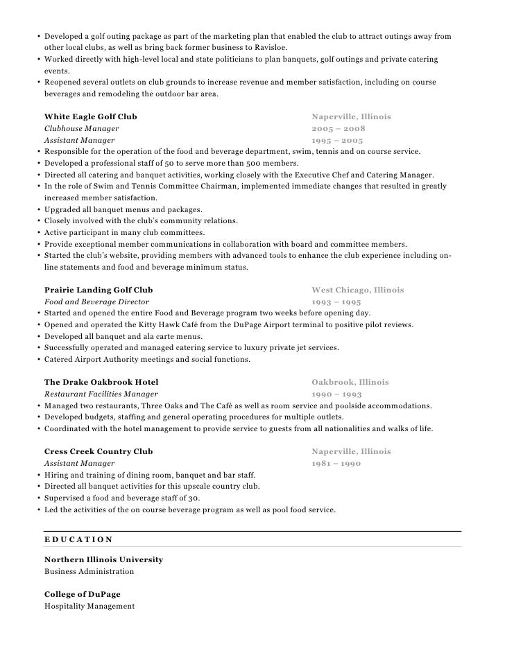 Country Club Manager Resume Country Club Manager Resume