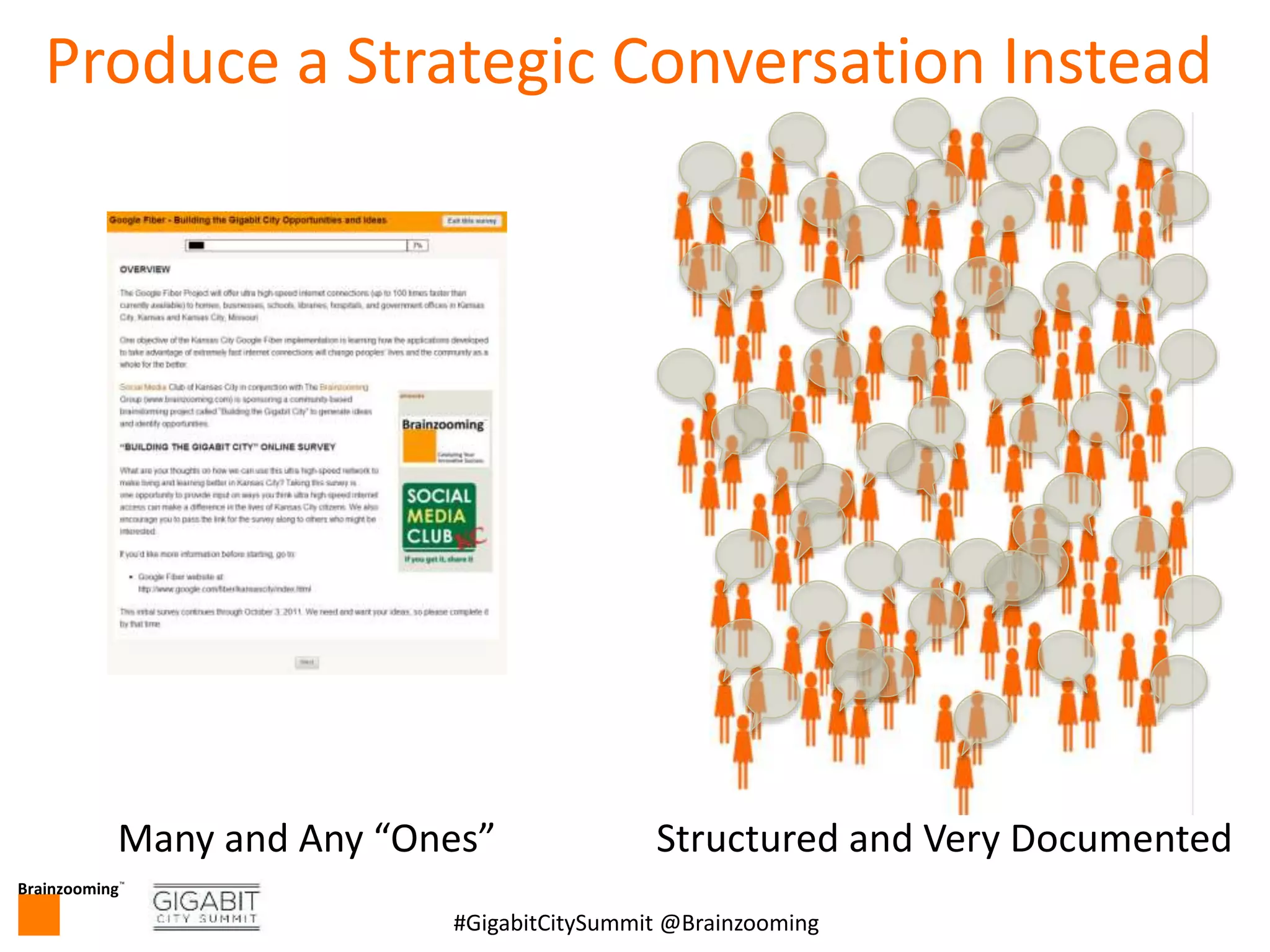 Brainzooming™
5#GigabitCitySummit @Brainzooming
Produce a Strategic Conversation Instead
Many and Any “Ones” Structured and Very Documented
 