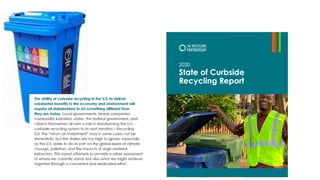 CLOSING THE LOOP ON MATERIALS COLLECTED AND SORTING: CURBSIDE COLLECTION