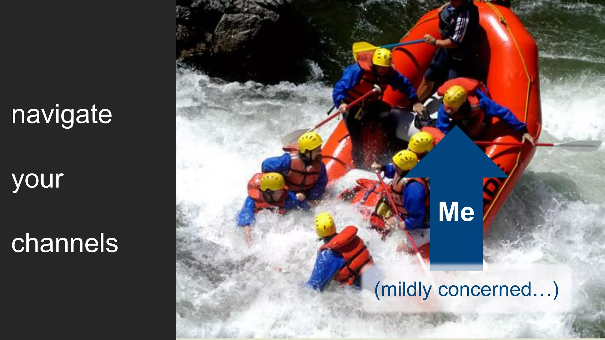 navigate

your
                 Me
channels
           (mildly concerned…)
                                 13
 