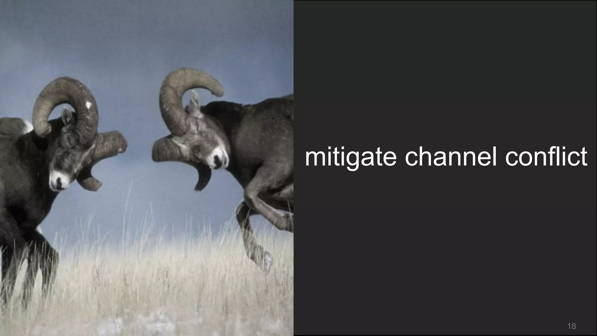 mitigate channel conflict




                       18
 
