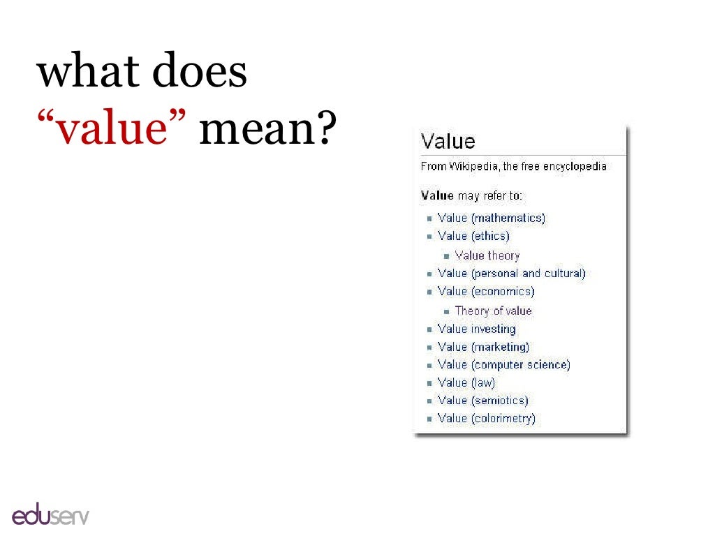 What Does Value Mean 
