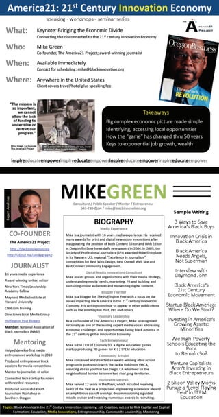 Mike Green: Innovation Economy - America21 speaking series