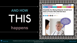 AND HOWhappens 
Hospitals are starting to get in the game as well by predicting illnesses based on the purchasing behavior of patients. 
http://buswk.co/VYQ1gY  