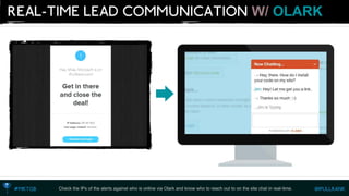 W/OLARK 
Check the IPs of the alerts against who is online via Olark and know who to reach out to on the site chat in real-time.  