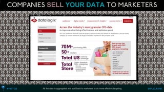 SELLYOUR DATA 
All the data is aggregated and sold back to marketers to do more effective targeting.  