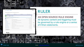 AN OPEN SOURCE RULE ENGINE 
All dynamic content and triggering must be governed by a rule engine or a series of if-then statements. 
Ruler –http://bit.ly/1qkXbVS  