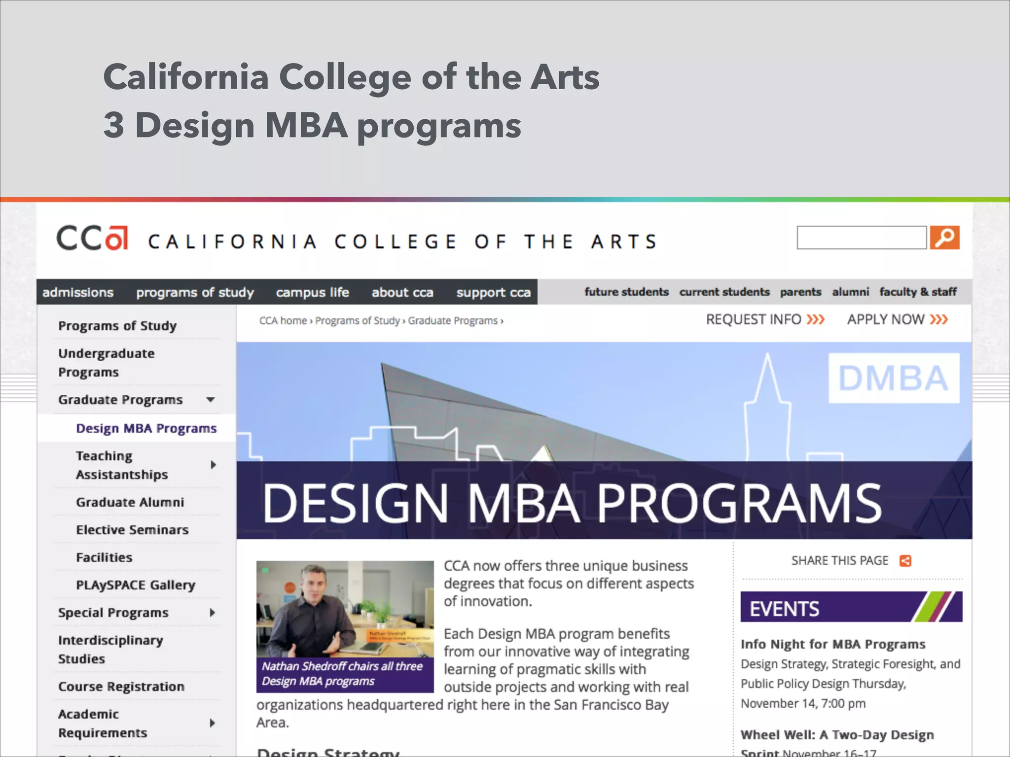 California College of the Arts  
3 Design MBA programs

 
