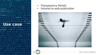 Learn. Connect. Collaborate.
Use case
• Transparency Portals
• Intranet to web publication
 