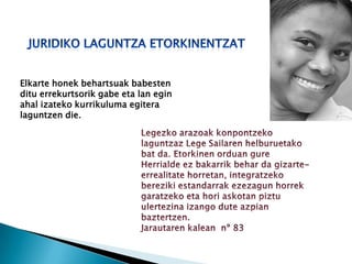 Elkarte honek behartsuak babesten
ditu errekurtsorik gabe eta lan egin
ahal izateko kurrikuluma egitera
laguntzen die.

 