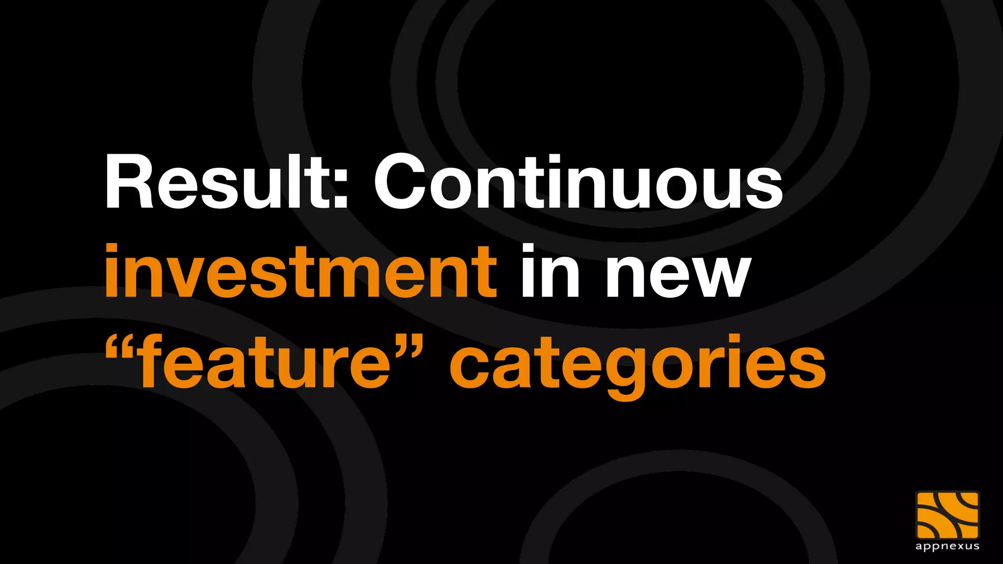 Result: Continuous
investment in new
“feature” categories
 