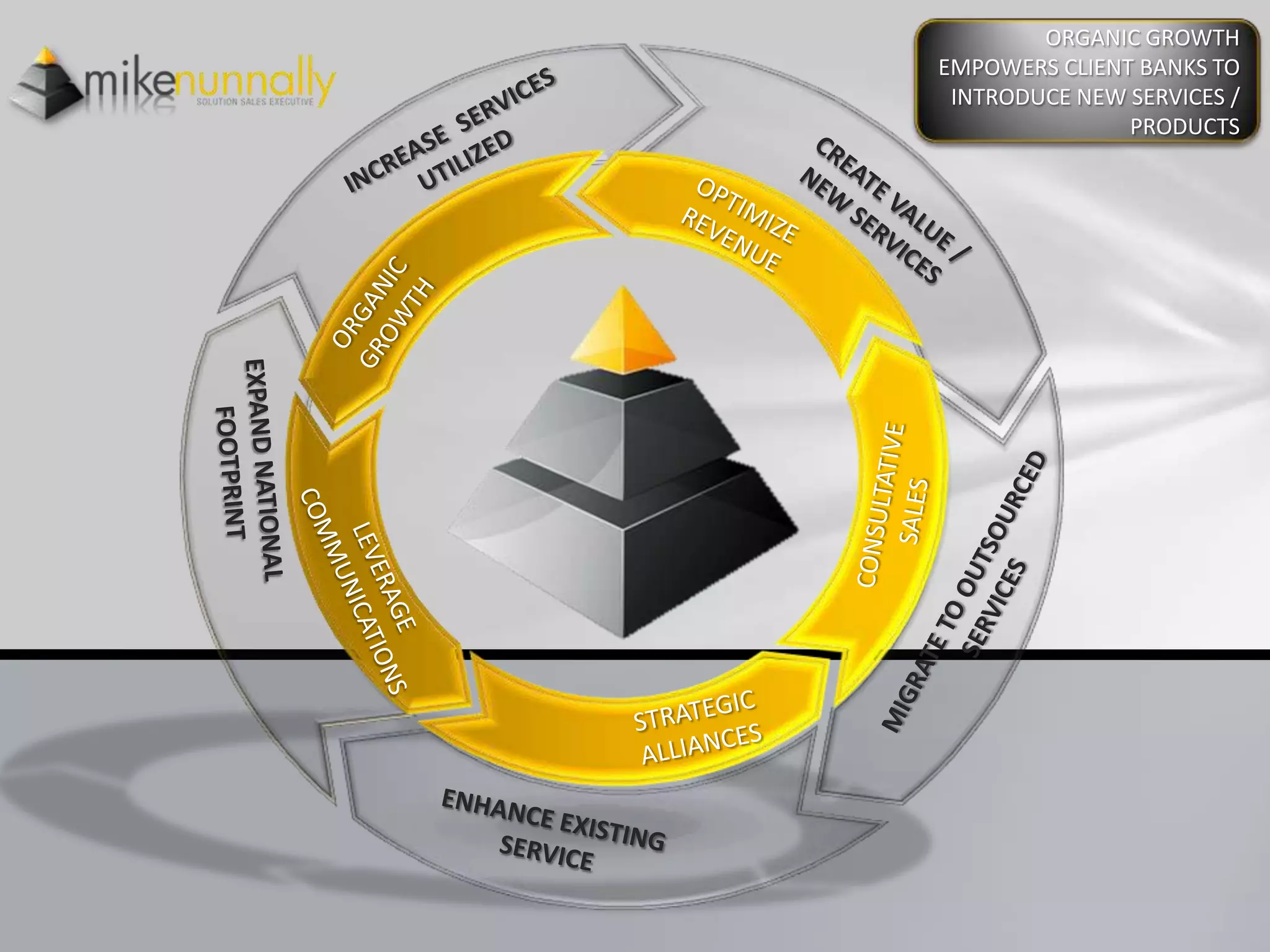 ORGANIC GROWTH
EMPOWERS CLIENT BANKS TO
 INTRODUCE NEW SERVICES /
               PRODUCTS
 