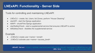LNExAPI: Functionality - Server Side
LNExAPI Server: https://github.com/halolimat/LNEx/blob/LNExAPI-Deployment/LNExAPIServ...