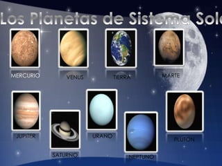 MERCURIO VENUS TIERRA MARTE
JUPITER
SATURNO
URANO
NEPTUNO
PLUTON
 