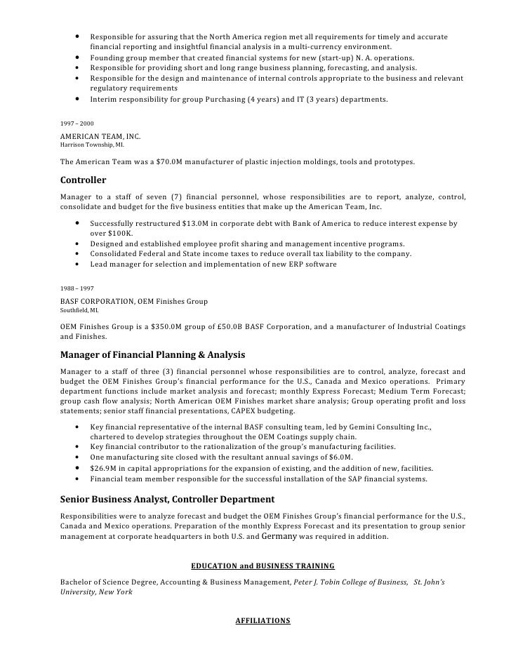 financial planning and analysis resumes