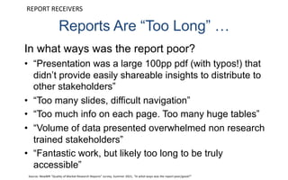 The Hole, Not The Drill. Why reporting should focus on the solution (and not the story!) Slide 17