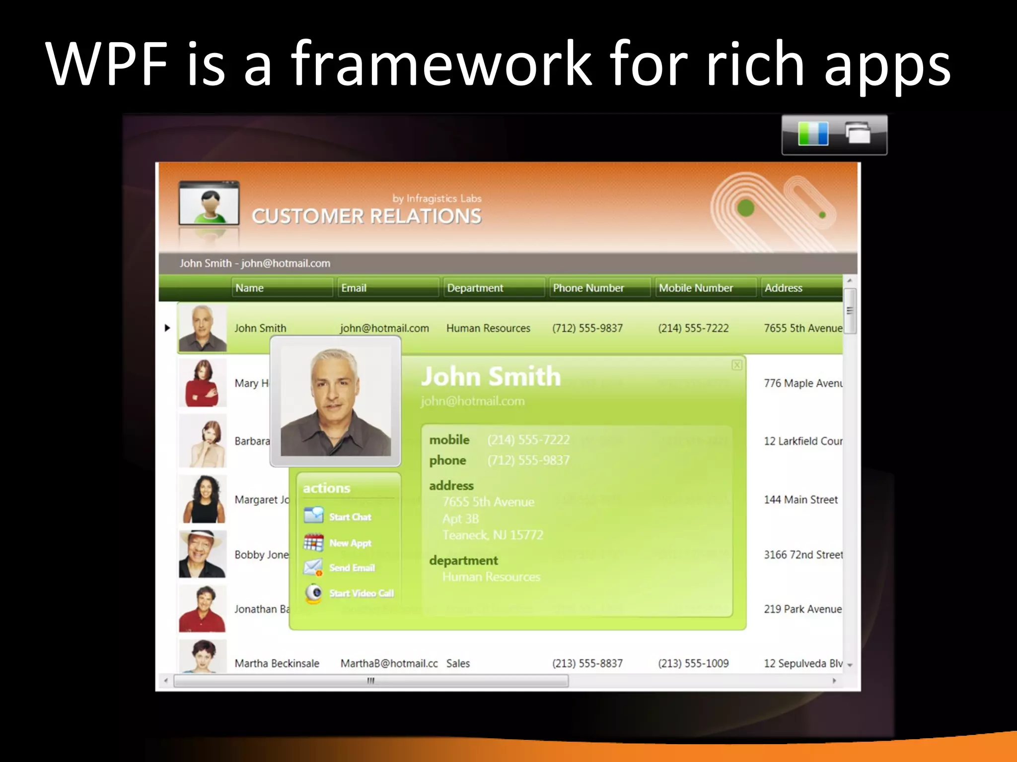 WPF is a framework for rich apps 