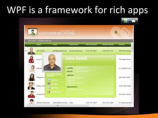 WPF is a framework for rich apps 
