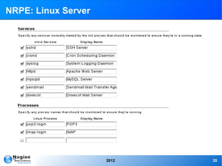 NRPE: Linux Server




                     2012   35
 