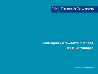 making the difference
Contingency Drawdown methods
By Mike Younger
 