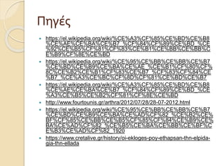 Πηγές
 https://el.wikipedia.org/wiki/%CE%A3%CF%85%CE%BD%CE%B8
%CE%AE%CE%BA%CE%B7_%CF%84%CF%89%CE%BD_%CE
%92%CE%B5%CF%81%CF%83%CE%B1%CE%BB%CE%BB%C
E%B9%CF%8E%CE%BD
 https://el.wikipedia.org/wiki/%CE%95%CE%BB%CE%BB%CE%B7
%CE%BD%CE%B9%CE%BA%CE%AE_%CE%B1%CF%80%CF%
8C%CE%B2%CE%B1%CF%83%CE%B7_%CF%83%CF%84%CE
%B7_%CE%A3%CE%BC%CF%8D%CF%81%CE%BD%CE%B7
 https://el.wikipedia.org/wiki/%CE%A3%CF%85%CE%BD%CE%B8
%CE%AE%CE%BA%CE%B7_%CF%84%CF%89%CE%BD_%CE
%A3%CE%B5%CE%B2%CF%81%CF%8E%CE%BD
 http://www.fourtounis.gr/arthra/2012/07/28/28-07-2012.html
 https://el.wikipedia.org/wiki/%CE%95%CE%BB%CE%BB%CE%B7
%CE%BD%CE%B9%CE%BA%CE%AD%CF%82_%CE%B2%CE%
BF%CF%85%CE%BB%CE%B5%CF%85%CF%84%CE%B9%CE%
BA%CE%AD%CF%82_%CE%B5%CE%BA%CE%BB%CE%BF%C
E%B3%CE%AD%CF%82_1920
 https://www.cretalive.gr/history/oi-ekloges-poy-ethapsan-thn-elpida-
gia-thn-ellada
 