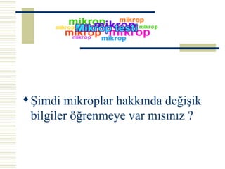Şimdi mikroplar hakkında değişik bilgiler öğrenmeye var mısınız ? 