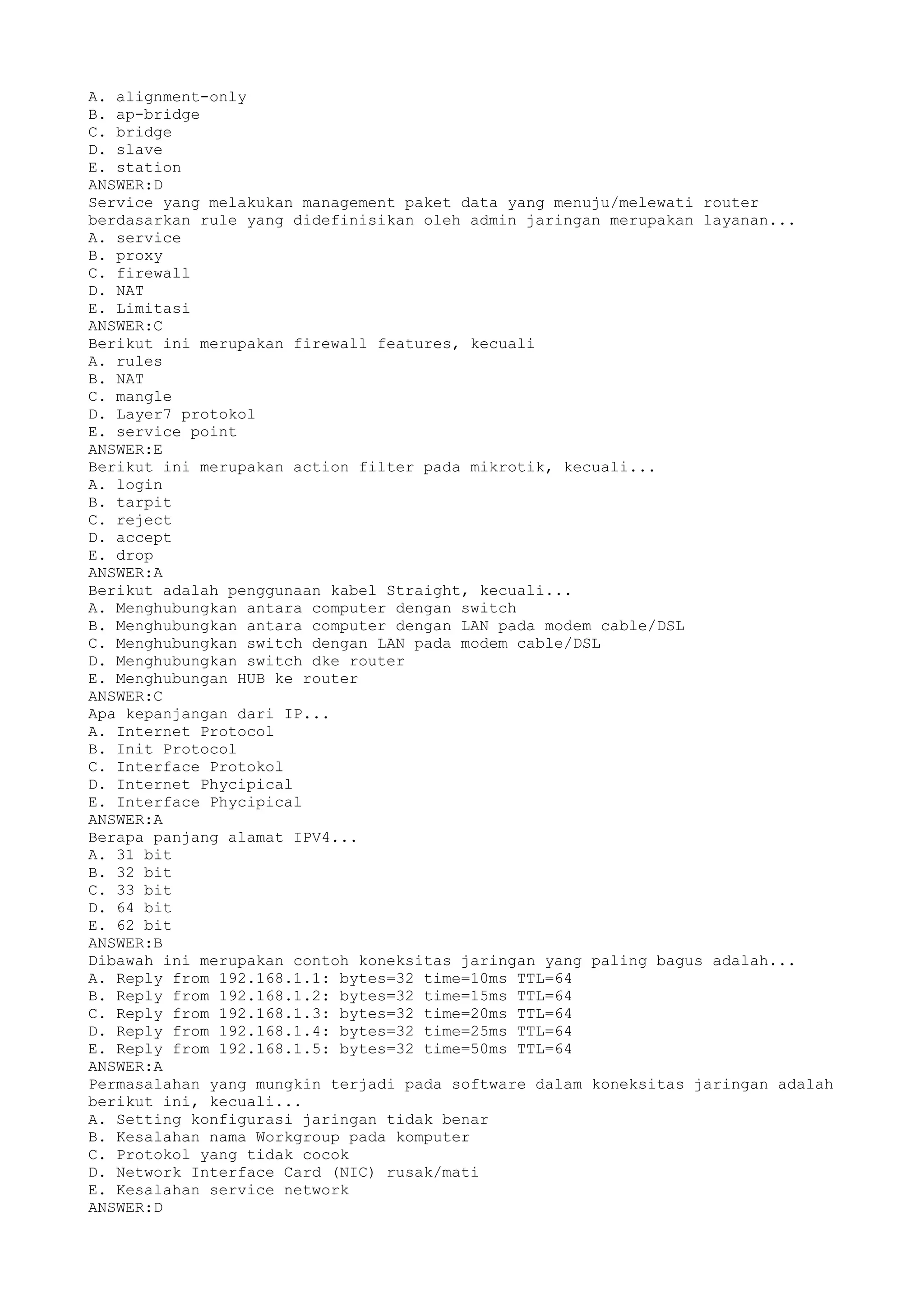 soal latihan mikrotik | TXT
