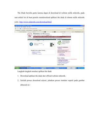 Mikrotik tutorial dude (soft u memonitor jaringan dari mikrotik) | DOC