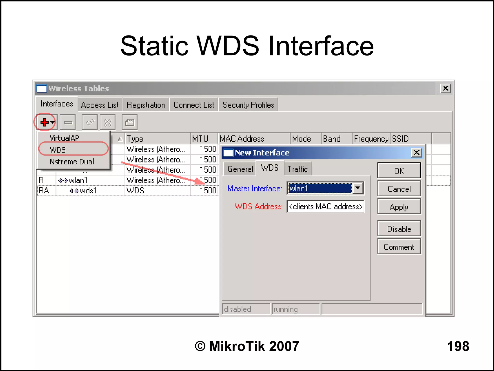 Static WDS Interface




     © MikroTik 2007   198
 
