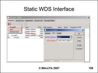 Static WDS Interface




     © MikroTik 2007   198
 
