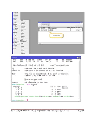 Prepared by Mr. LENG Tola, Tel: (+855) 09688 14005, tolaleng.sna@gmail.com Page 17
 Test the Internet Access
 